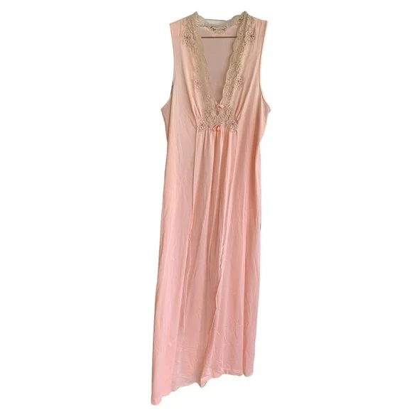 Vintage Vanity Fair Lingerie Nightgown Robe Peignor Set Women 36 Ladies Lace